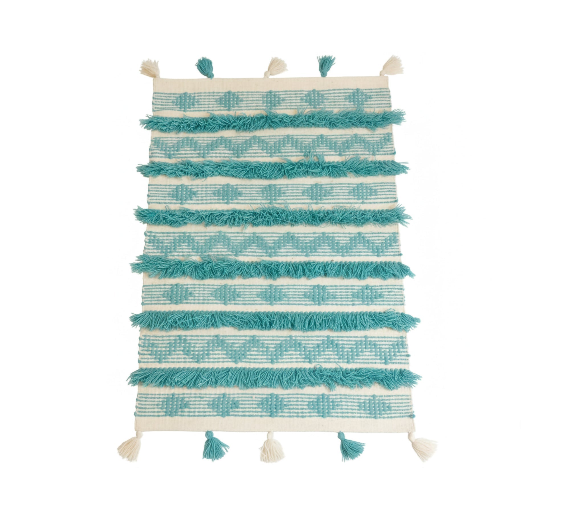 Beige woven rug with a light hexagonal diamond pattern - Vitrine Furniture - Accessories