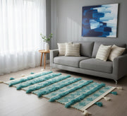 Beige woven rug with a light hexagonal diamond pattern - Vitrine Furniture - Accessories