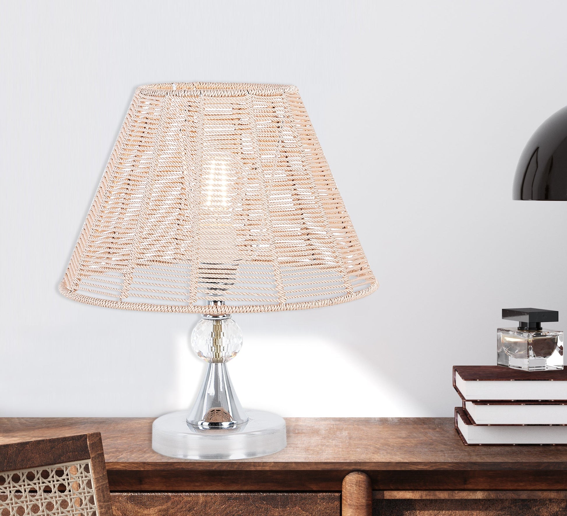 Beige woven thread lampshade cone - Vitrine Furniture - Lighting