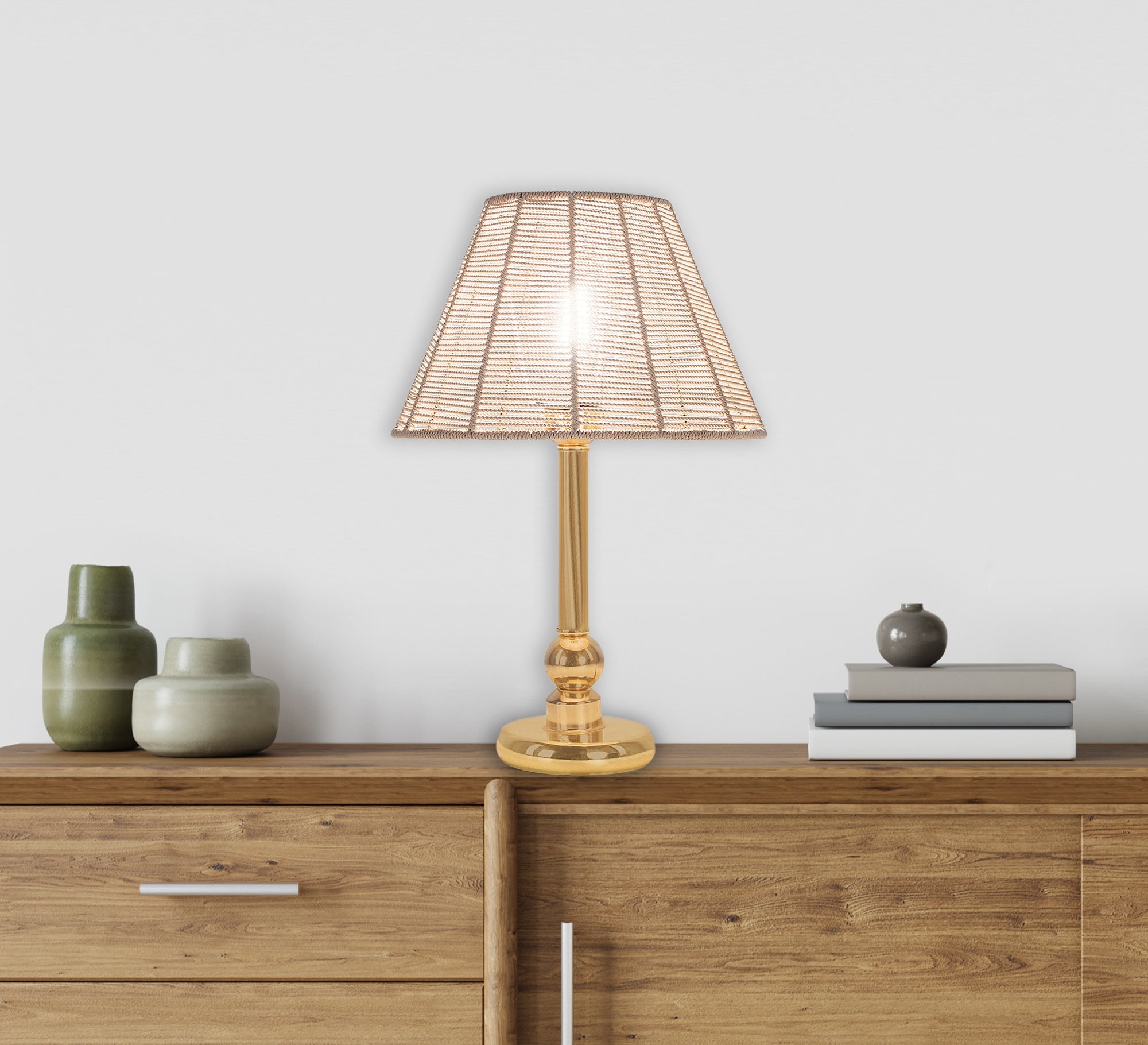 Beige woven thread lampshade - Vitrine Furniture - Lighting