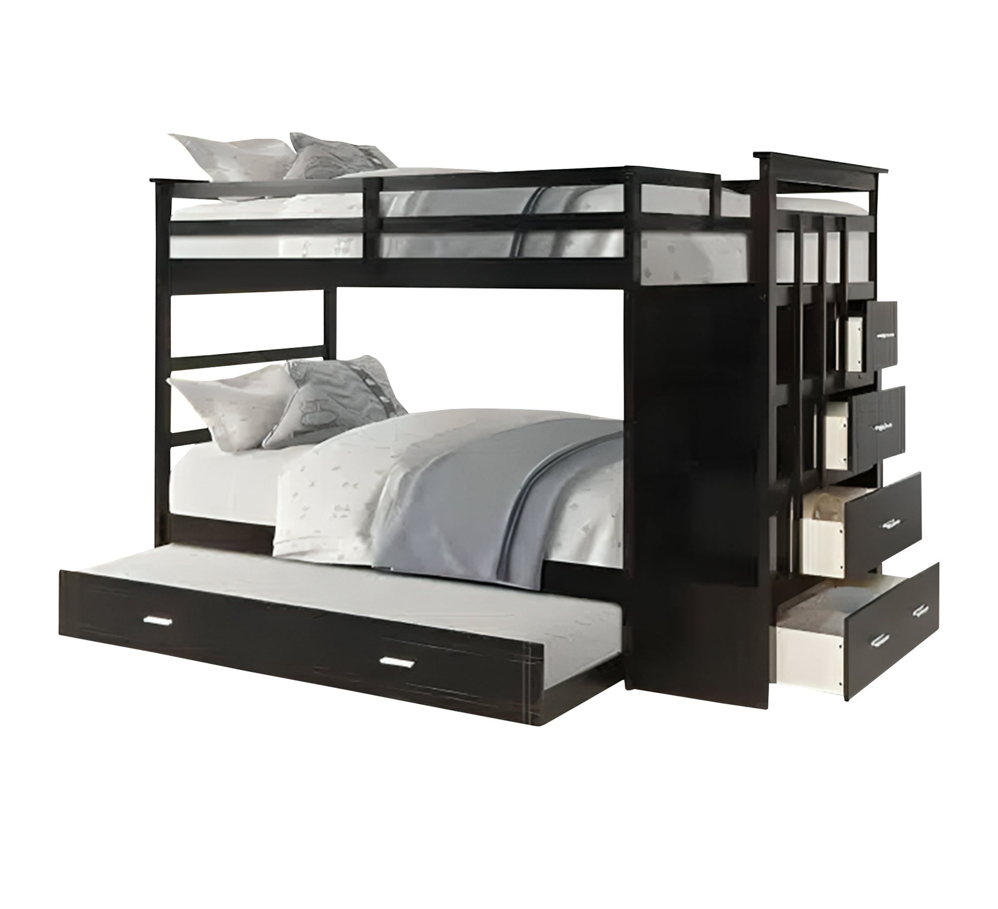Black 3 - story bed with side ladder - Vitrine Furniture - Furniture