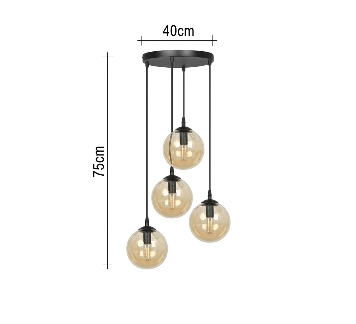 Black 4-light pendant chandelier - Vitrine Furniture - Ceiling lights
