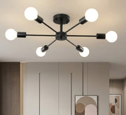 Black 6-light semi-flush mount ceiling chandelier - Vitrine Furniture - Ceiling lights