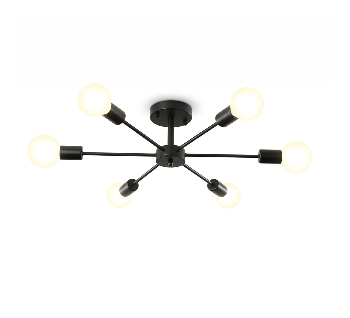 Black 6-light semi-flush mount ceiling chandelier - Vitrine Furniture - Ceiling lights