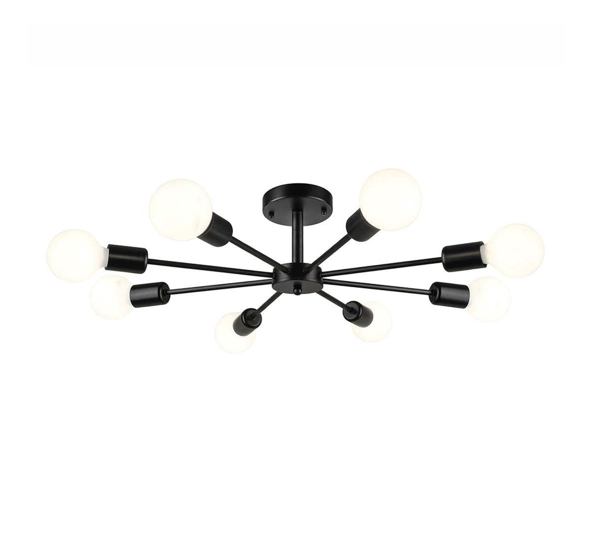 Black 8-light semi-flush mount ceiling chandelier - Vitrine Furniture - Ceiling lights
