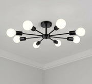 Black 8-light semi-flush mount ceiling chandelier - Vitrine Furniture - Ceiling lights