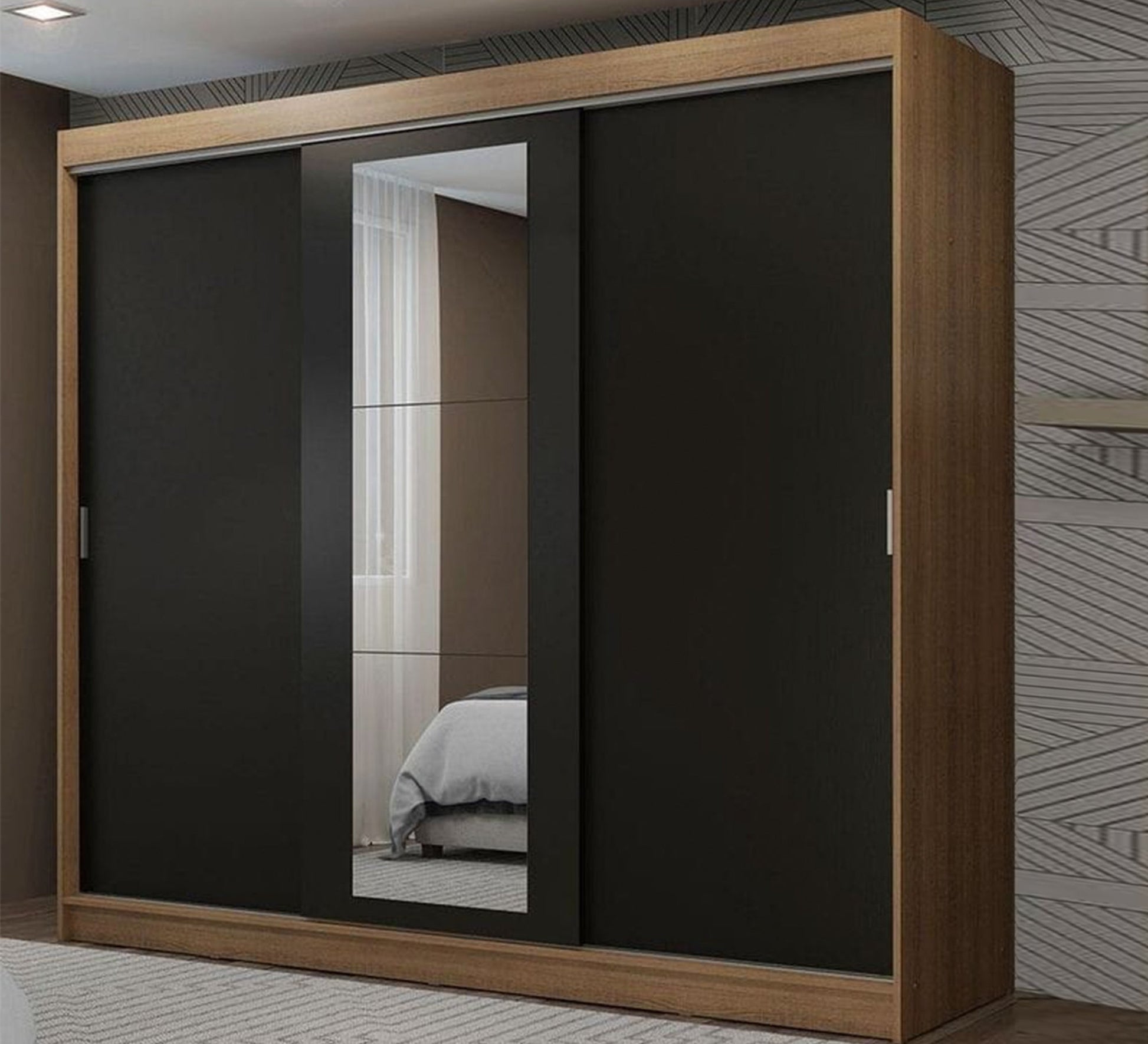 Black and beige sliding wardrobe - Vitrine Furniture - Furniture