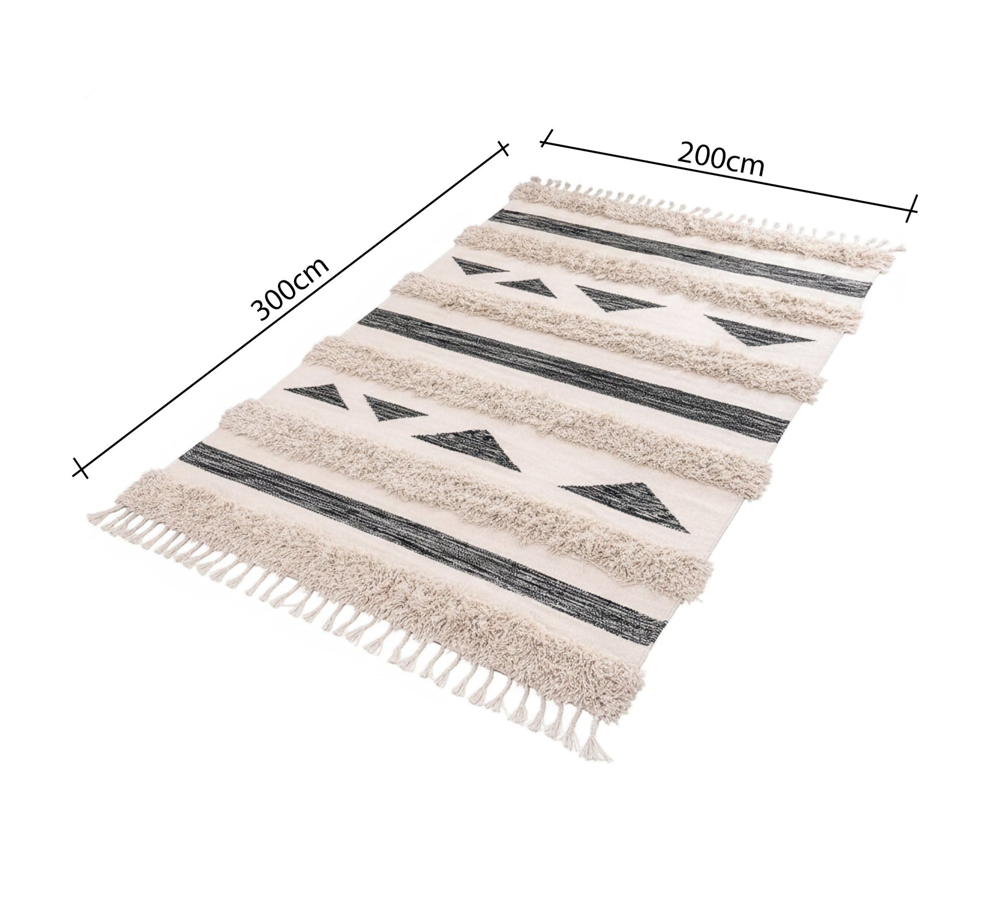 Black and cream triangles rug with raised stripes - Vitrine Furniture - Accessories