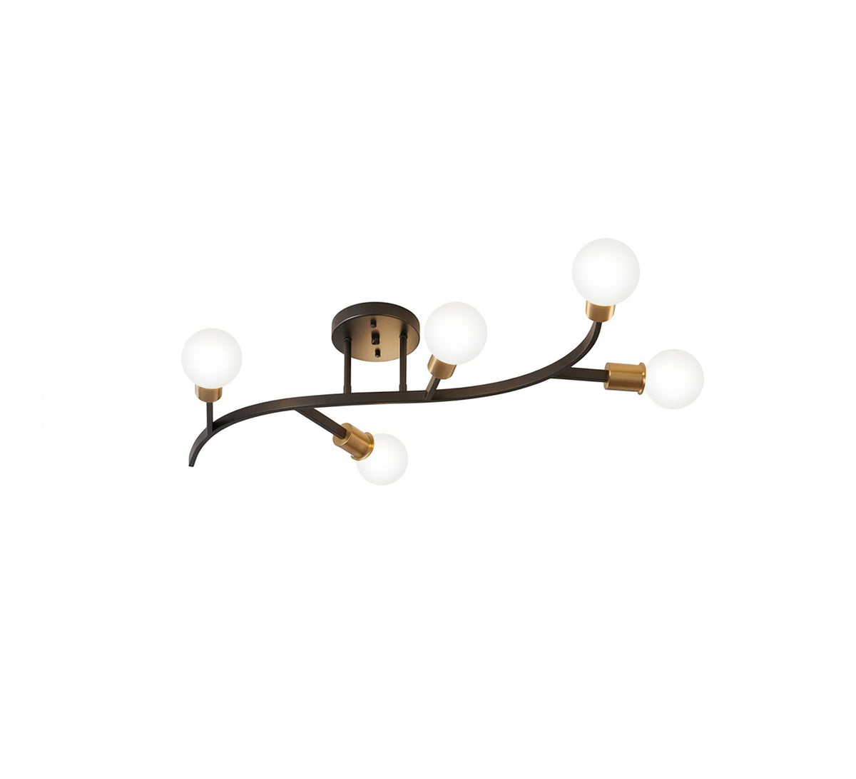 Black and gold 3-light modern chandelier with a curved-branch design - Vitrine Furniture - Ceiling lights