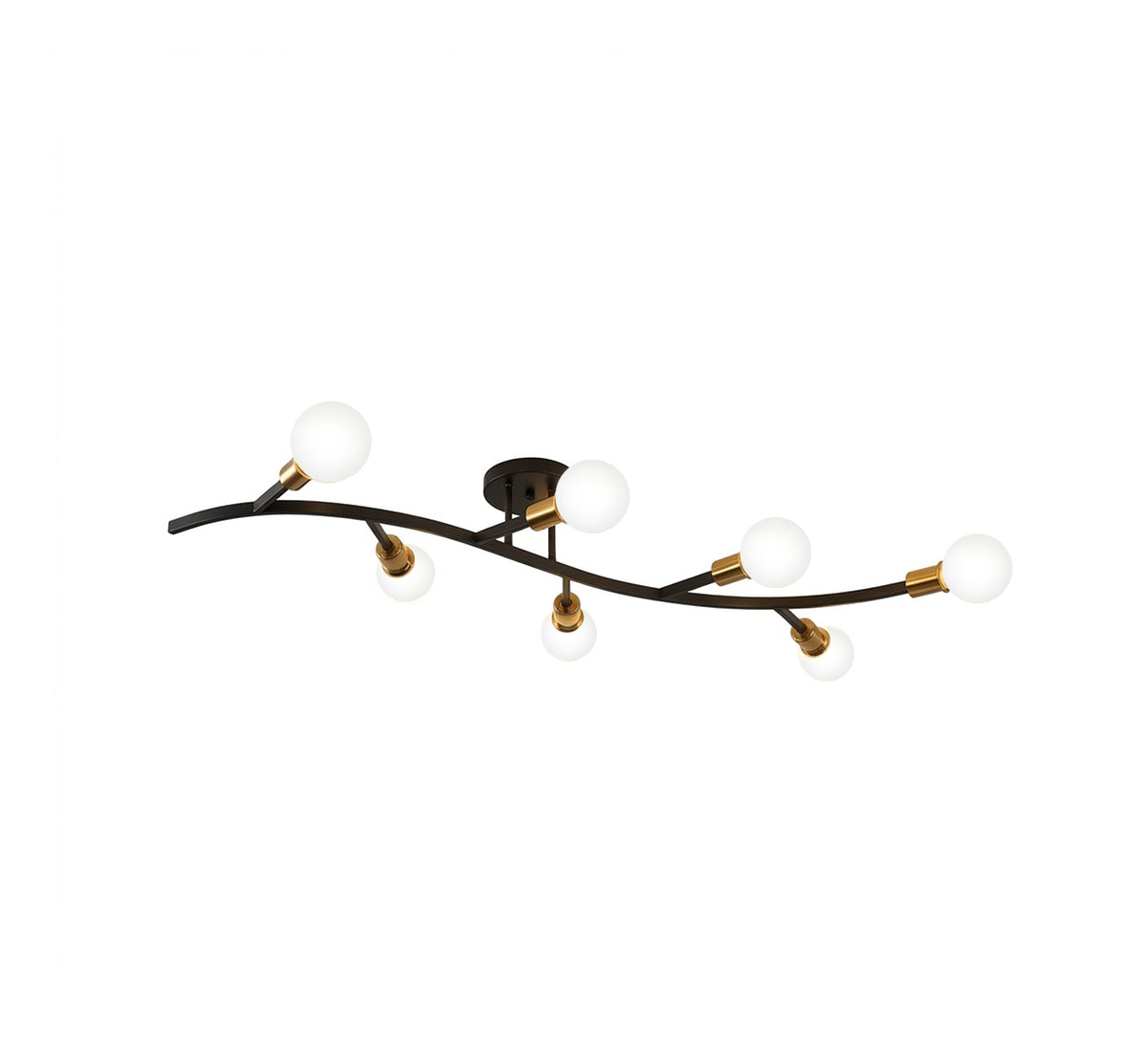 Black and gold 5-light modern chandelier with a curved-branch design - Vitrine Furniture - Ceiling lights