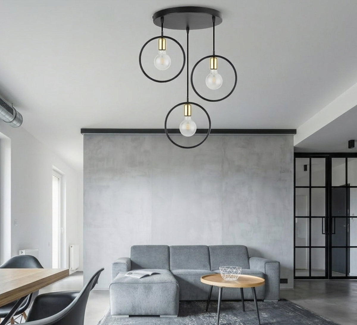 Black and gold 6-light modern chandelier with a curved-branch design - Vitrine Furniture - Ceiling lights