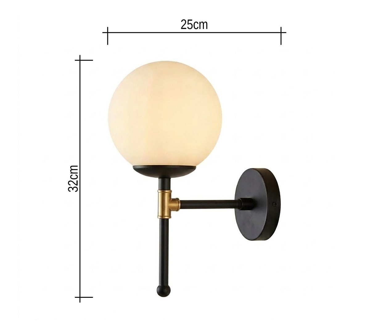 Black and Gold Arm Globe Sconce - Vitrine Furniture - Wall Sconce