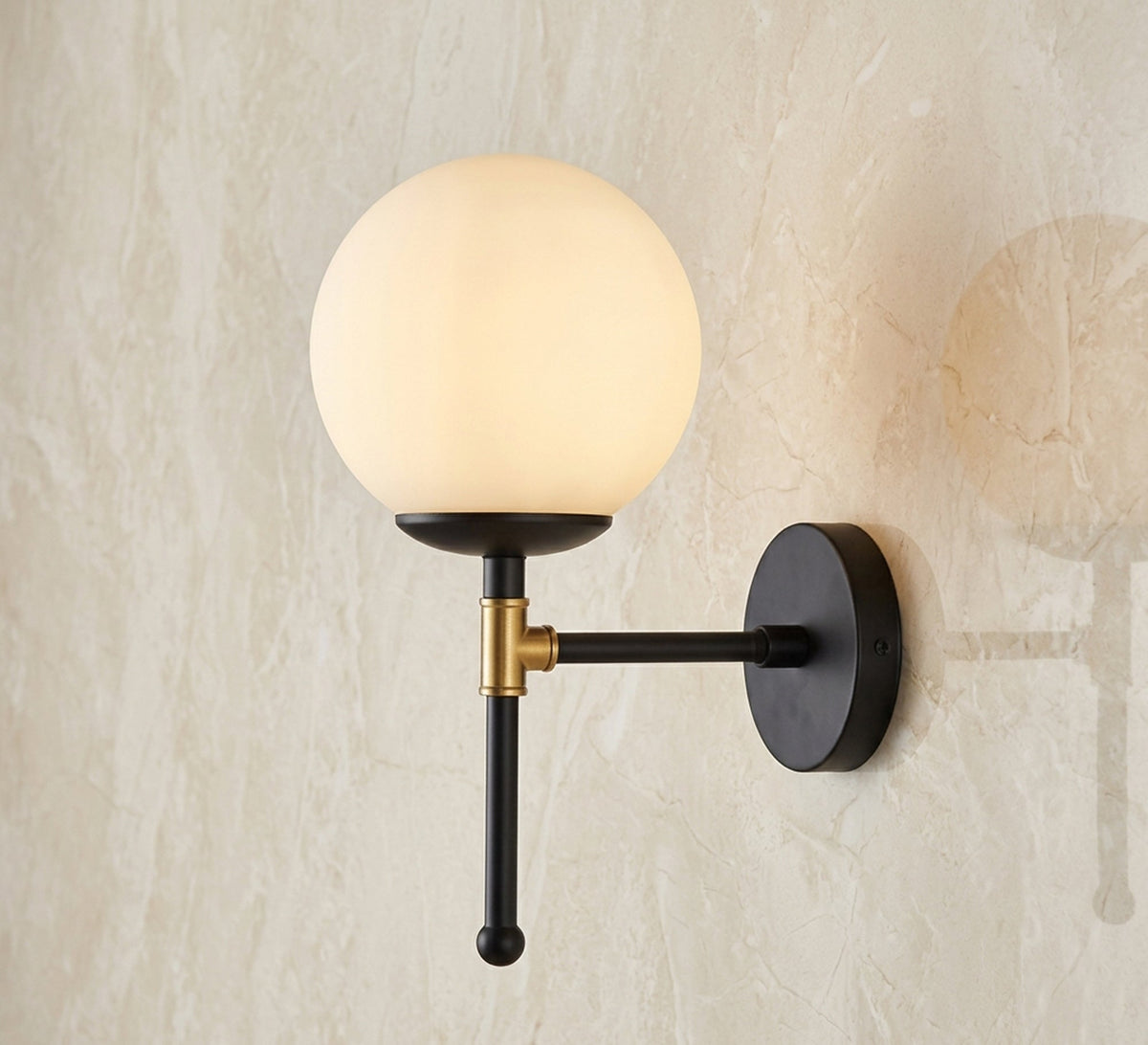 Black and Gold Arm Globe Sconce - Vitrine Furniture - Wall Sconce