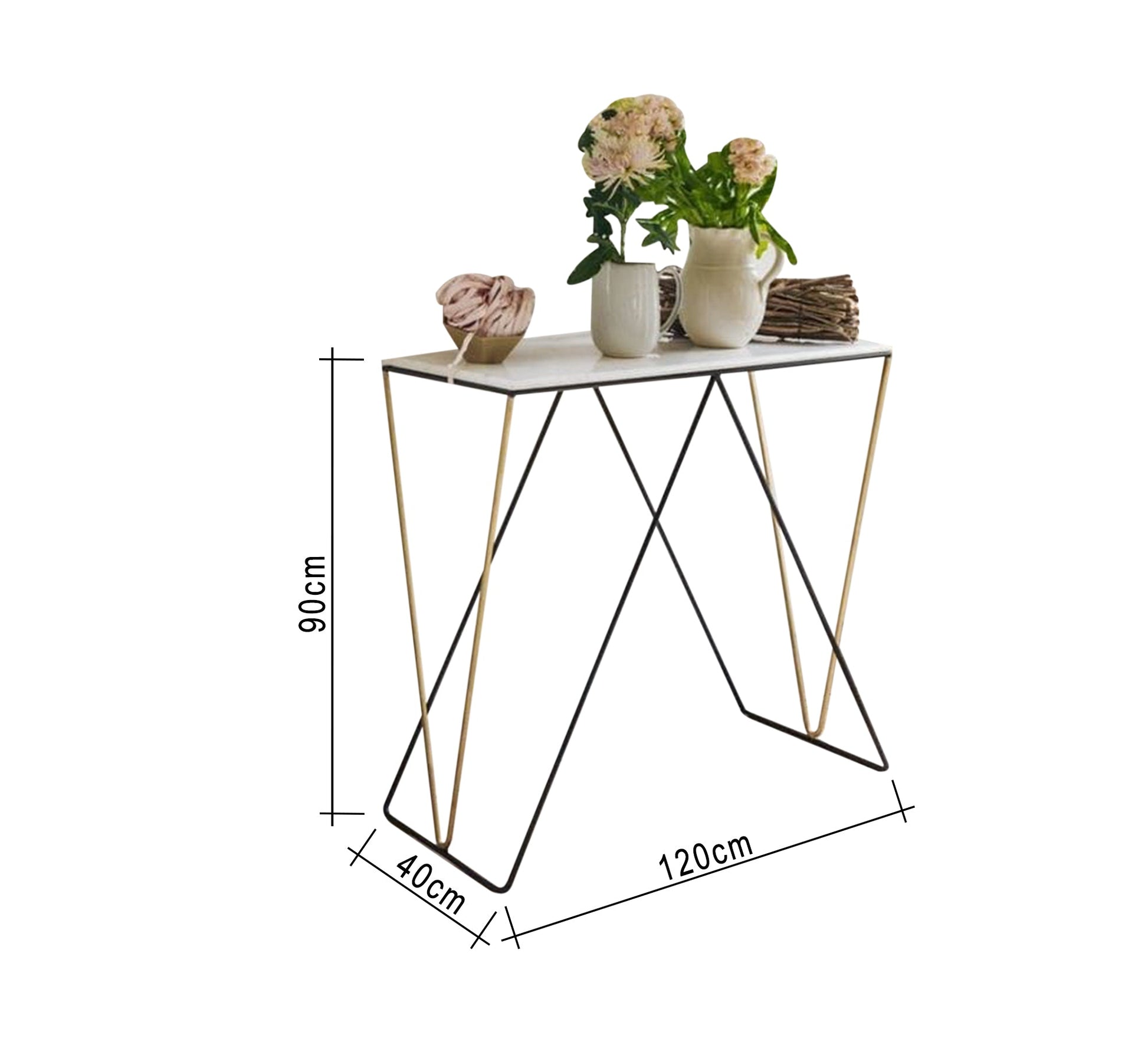 Black and gold console with marble top - Vitrine Furniture - Furniture