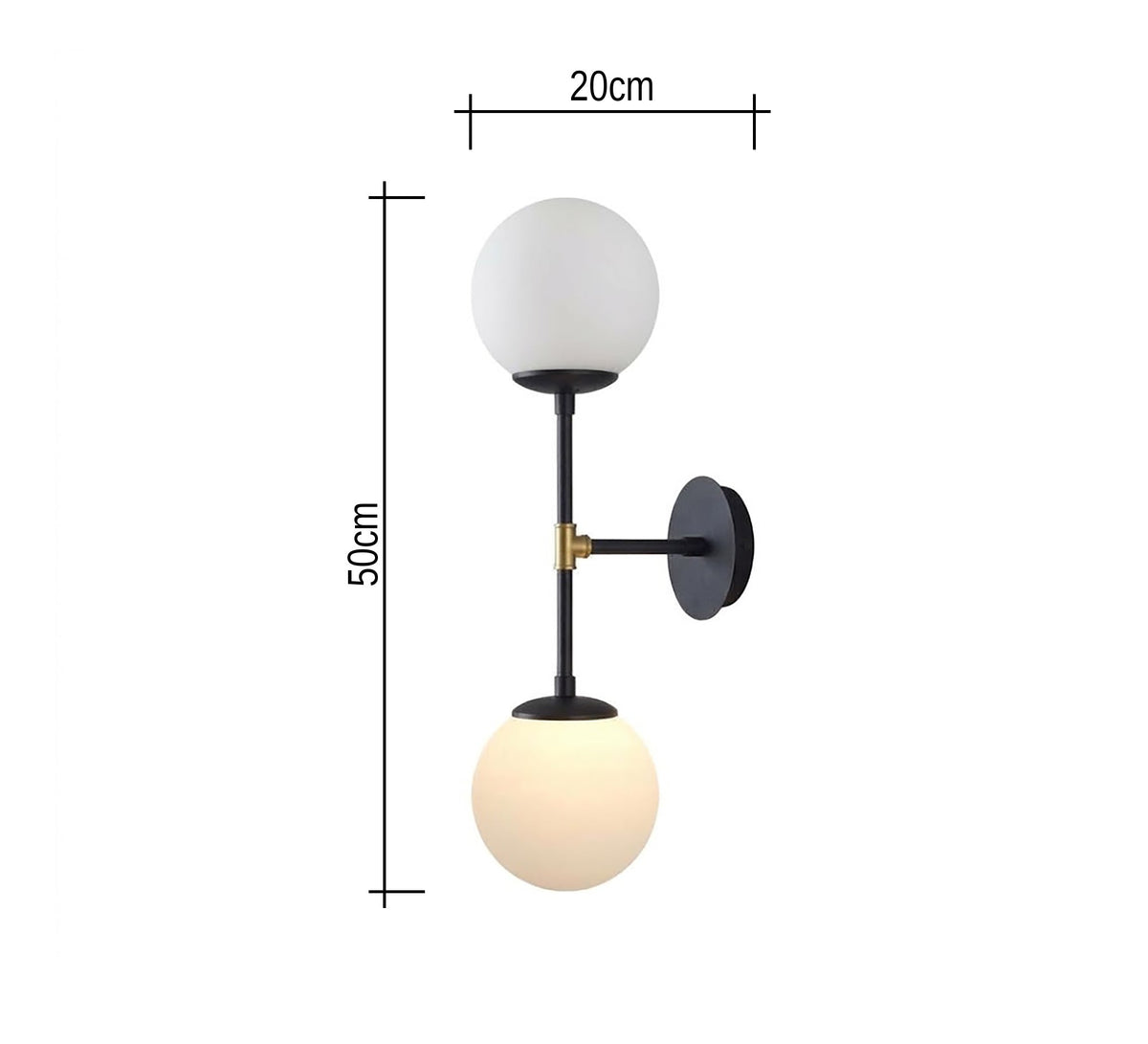 Black and Gold Double Globe Sconce - Vitrine Furniture - Wall Sconce