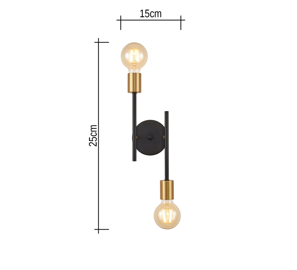 Black and Gold Double Rod Sconce - Vitrine Furniture - Wall Sconce