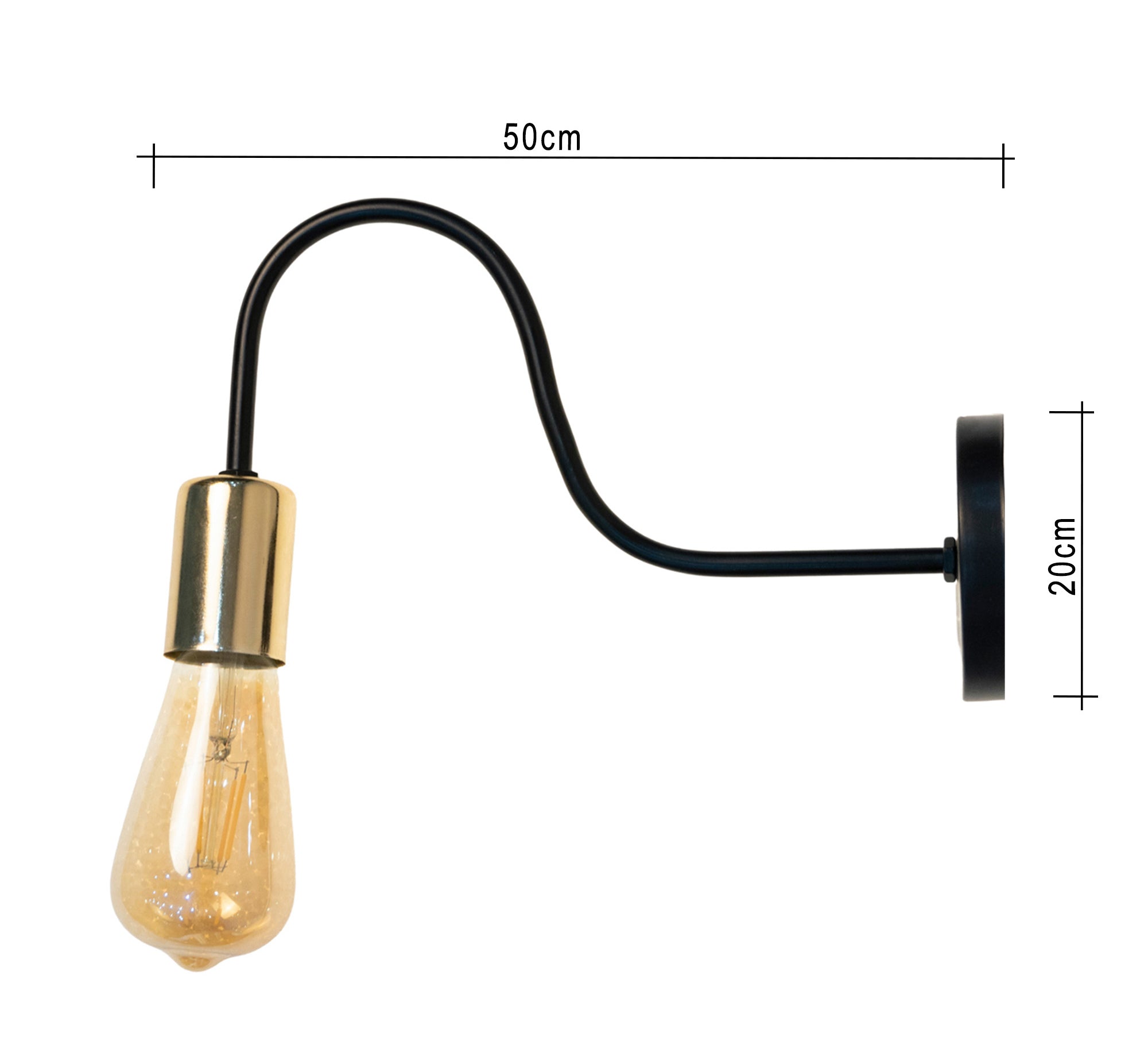 Black and gold metal wall lamp - Vitrine Furniture - Lighting