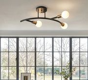 Black and gold multi-arm modern chandelier with an interlocking design - Vitrine Furniture - Ceiling lights