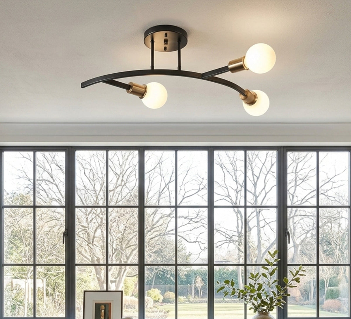 Black and gold multi-arm modern chandelier with an interlocking design - Vitrine Furniture - Ceiling lights