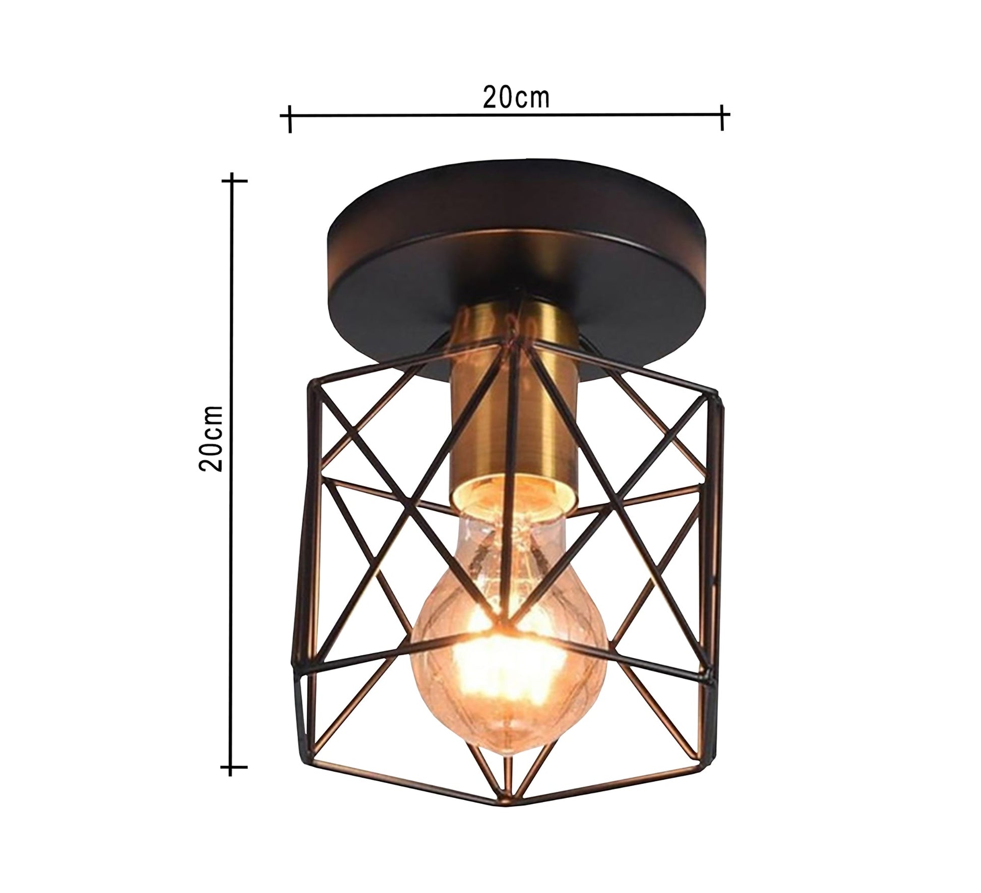 Black and Gold Polygon Cage Ceiling Lamp - Vitrine Furniture - Lighting