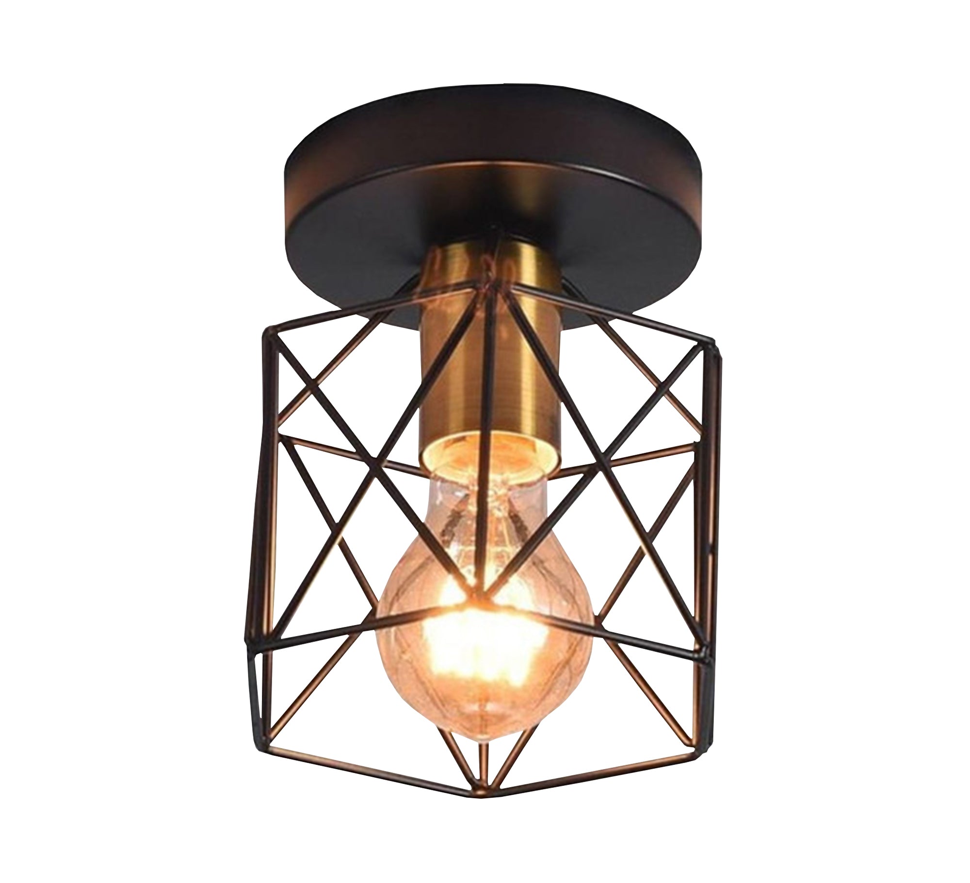 Black and Gold Polygon Cage Ceiling Lamp - Vitrine Furniture - Lighting