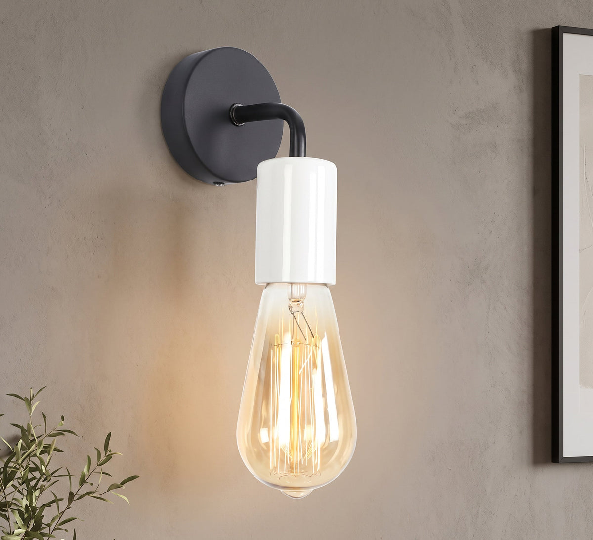Black and White Edison Bulb Sconce - Vitrine Furniture - Wall Sconce