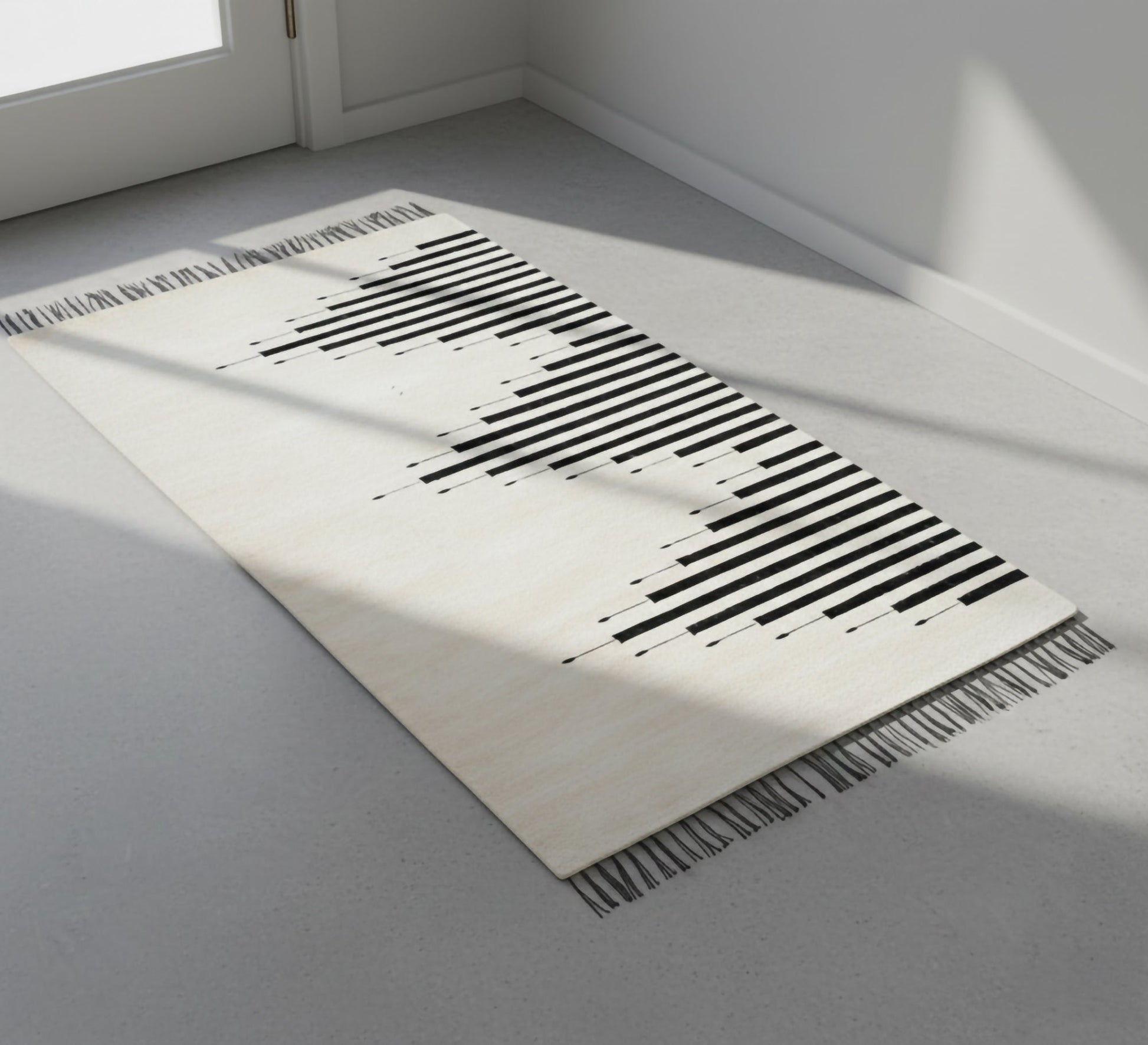 Black and white horizontal stripes rug - Vitrine Furniture - Accessories
