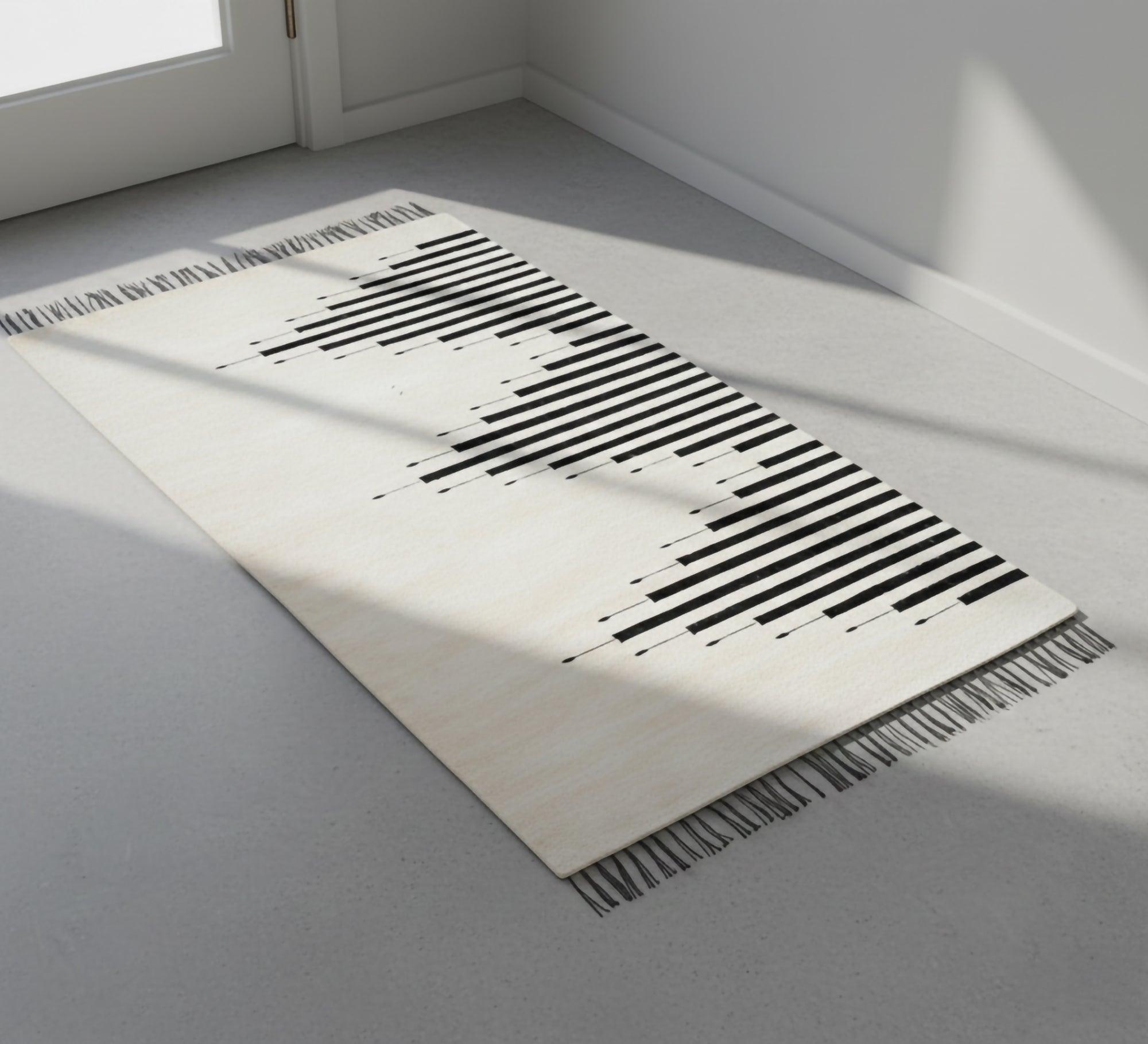 Black and white horizontal stripes rug - Vitrine Furniture - Accessories
