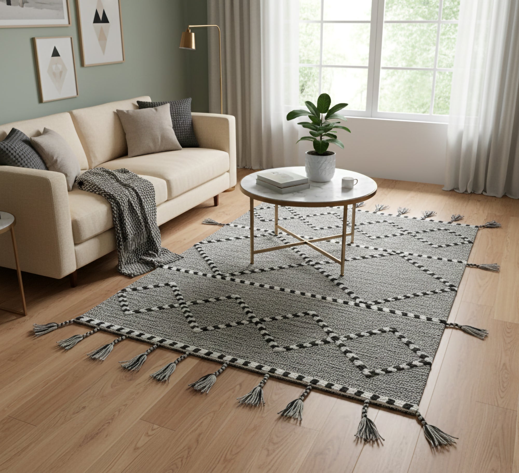 Black and white interlocking checks rug - Vitrine Furniture - Accessories