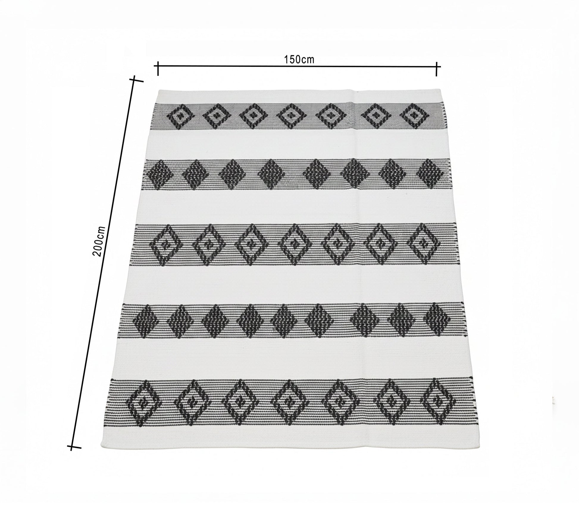 Black and white rug, parallel diamond rows - Vitrine Furniture - Accessories