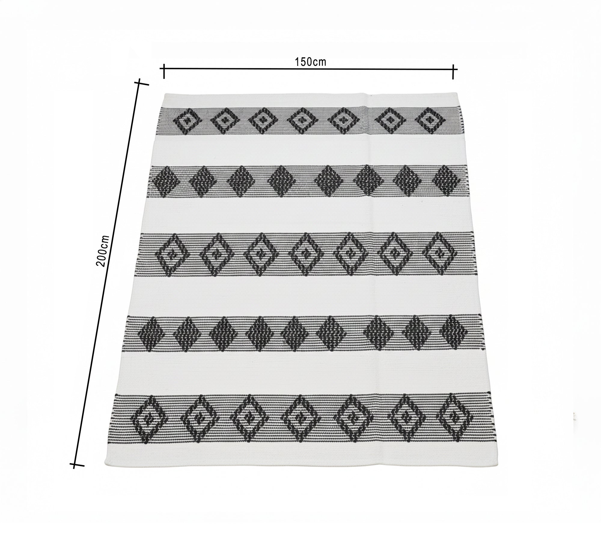 Black and white rug, parallel diamond rows - Vitrine Furniture - Accessories
