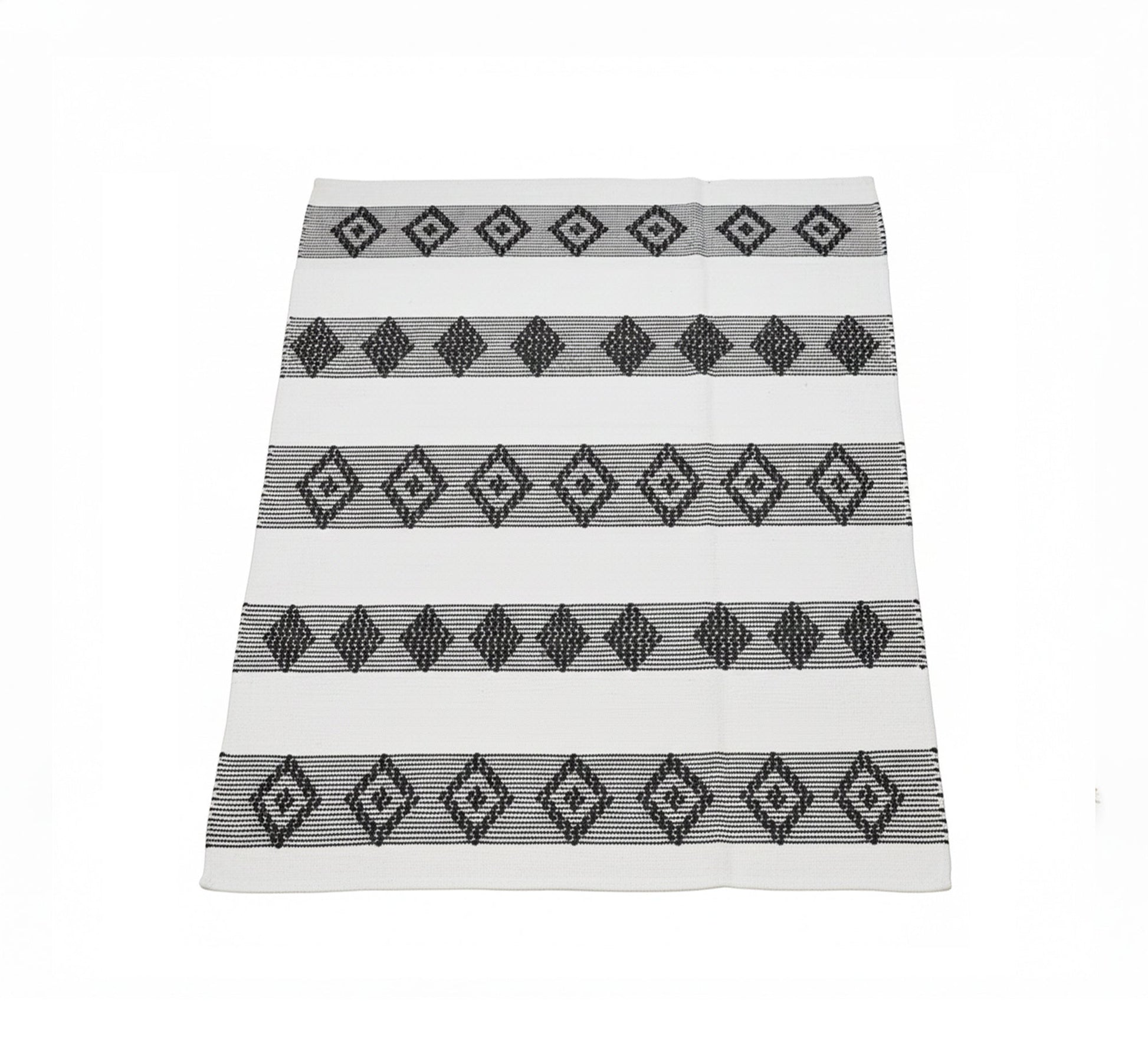 Black and white rug, parallel diamond rows - Vitrine Furniture - Accessories