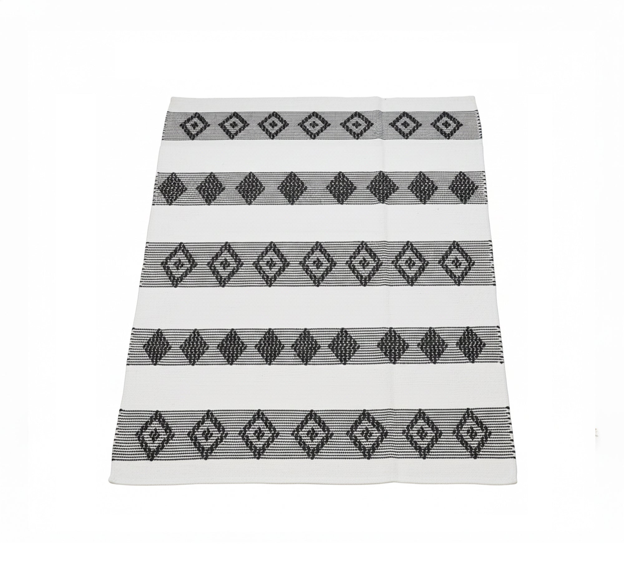 Black and white rug, parallel diamond rows - Vitrine Furniture - Accessories