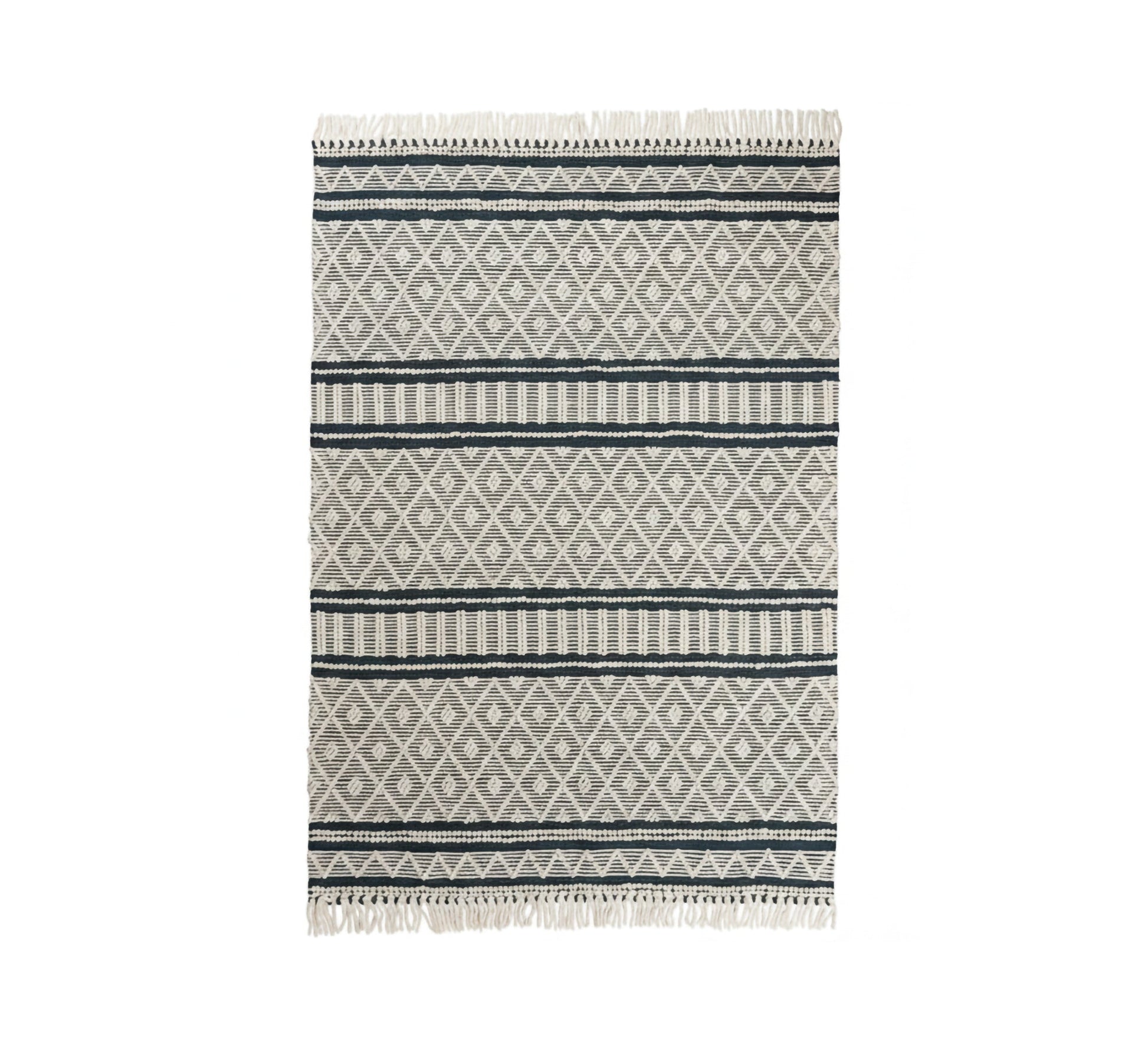 Black and white rug with a diamond pattern - Vitrine Furniture - Accessories