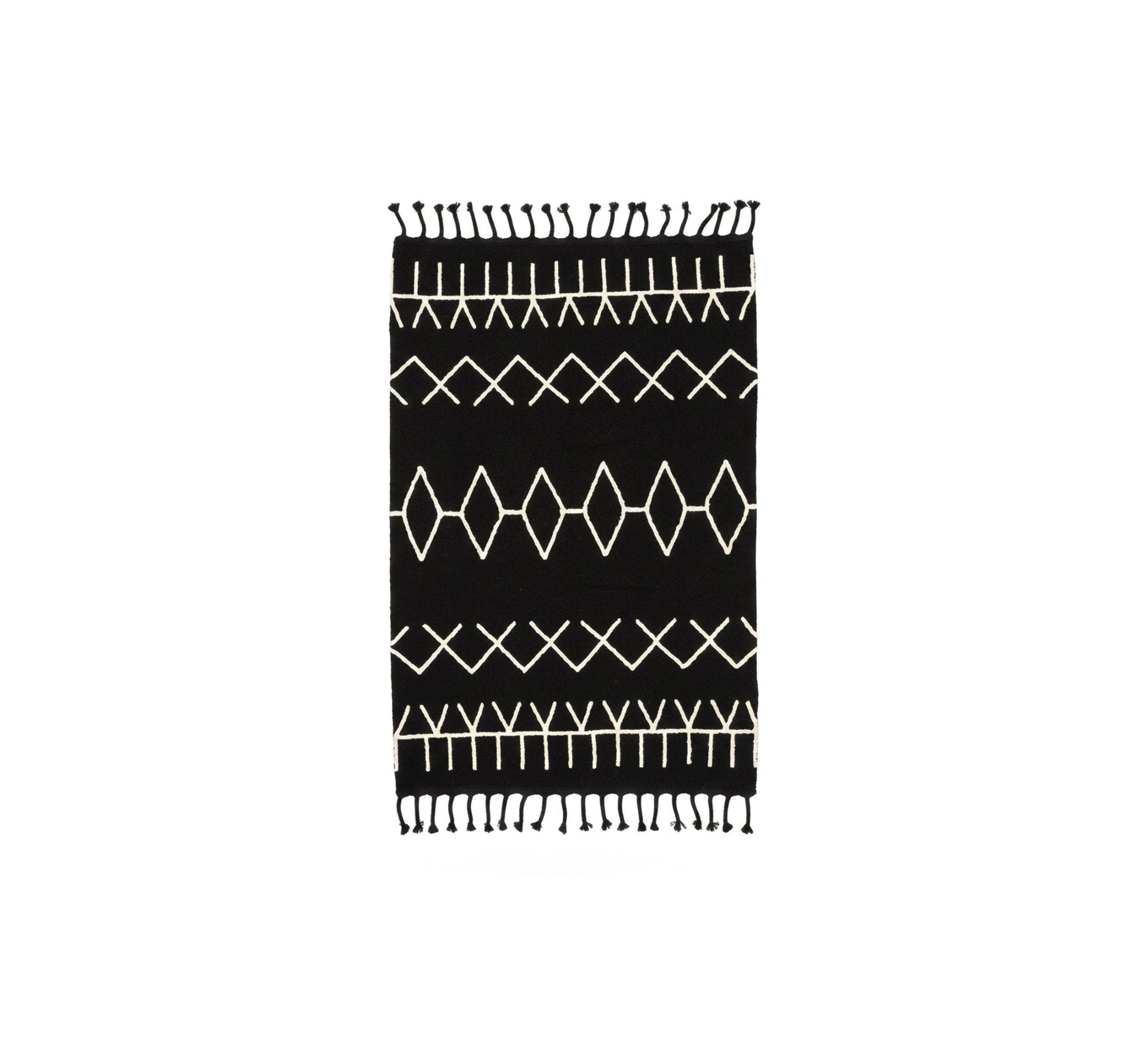 Black and white rug with clear geometric symbols - Vitrine Furniture - Accessories