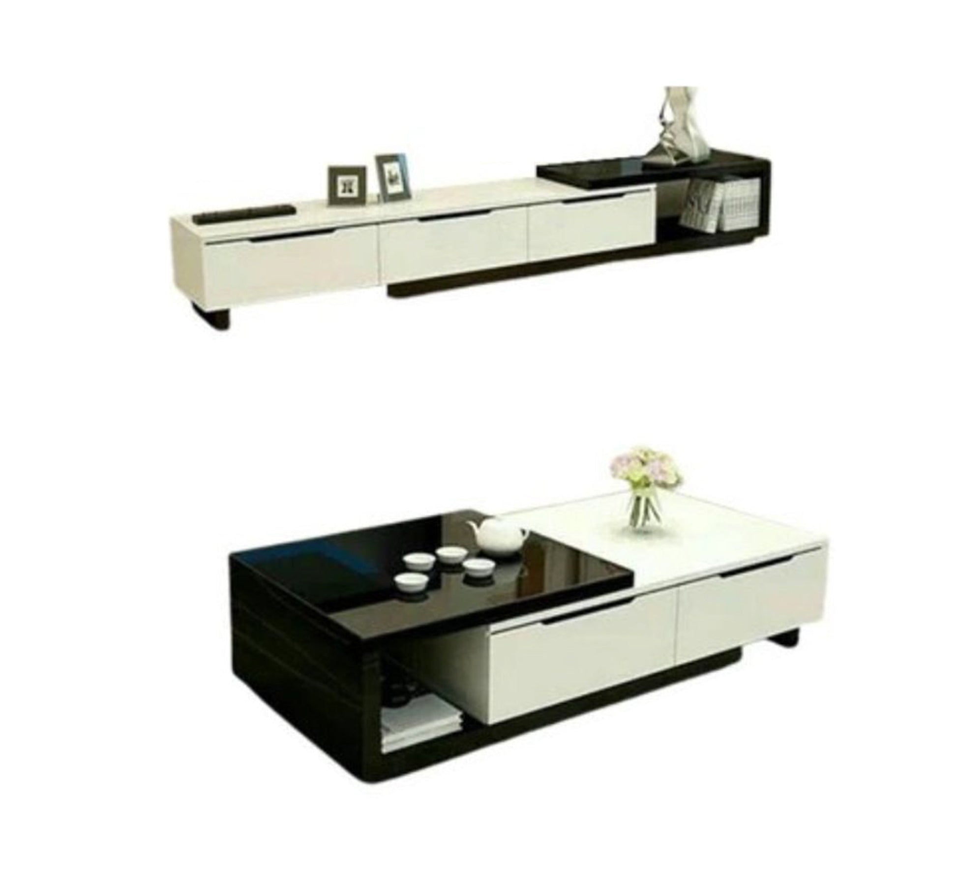 Black and white table set with a modern design - Vitrine Furniture - Furniture