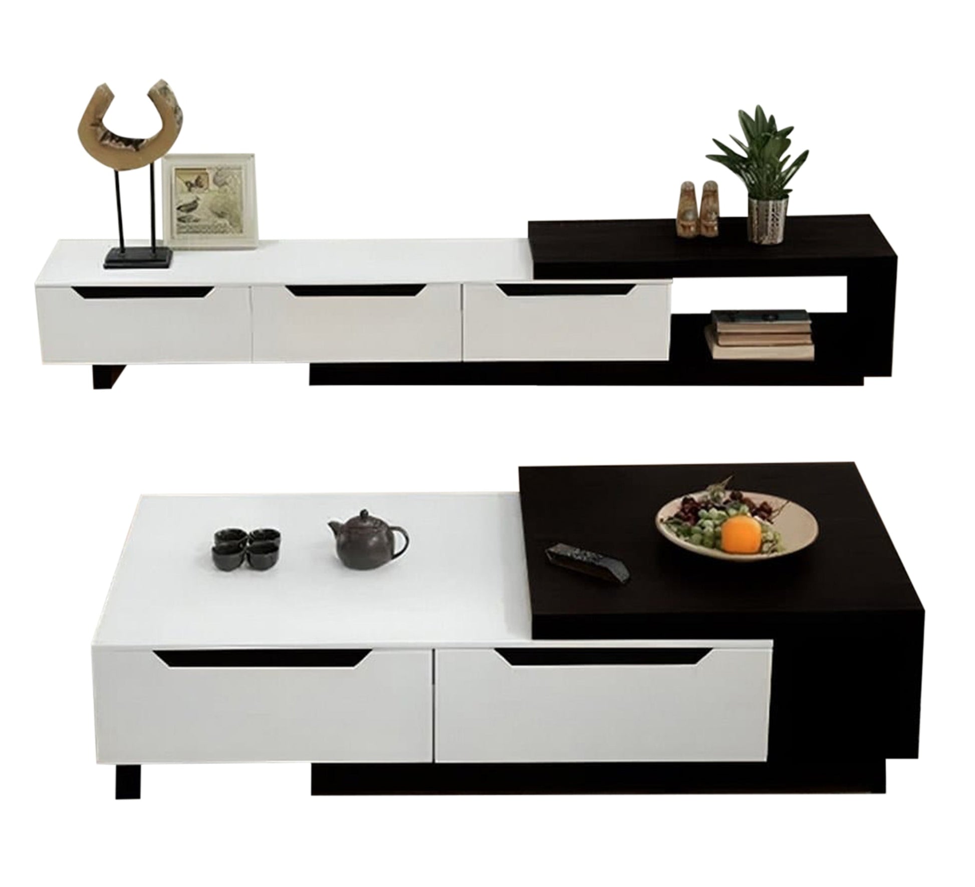 Black and white TV unit and coffee table - Vitrine Furniture - Furniture