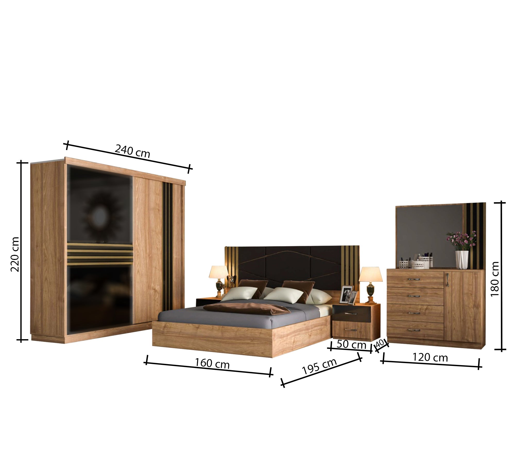 Black Back Café Bedroom Elegance - Vitrine Furniture - Bed Sets