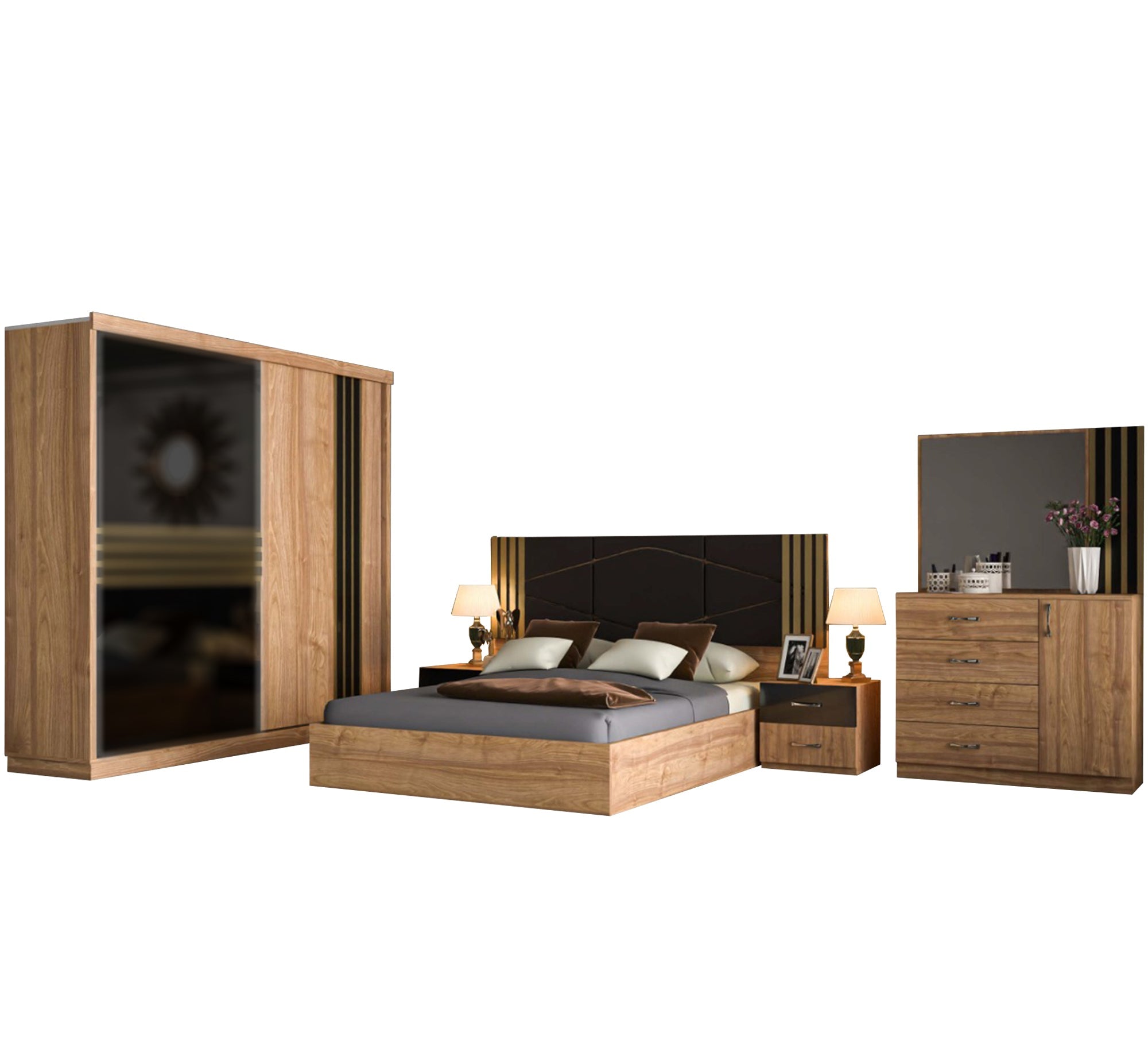 Black Back Café Bedroom Elegance - Vitrine Furniture - Bed Sets