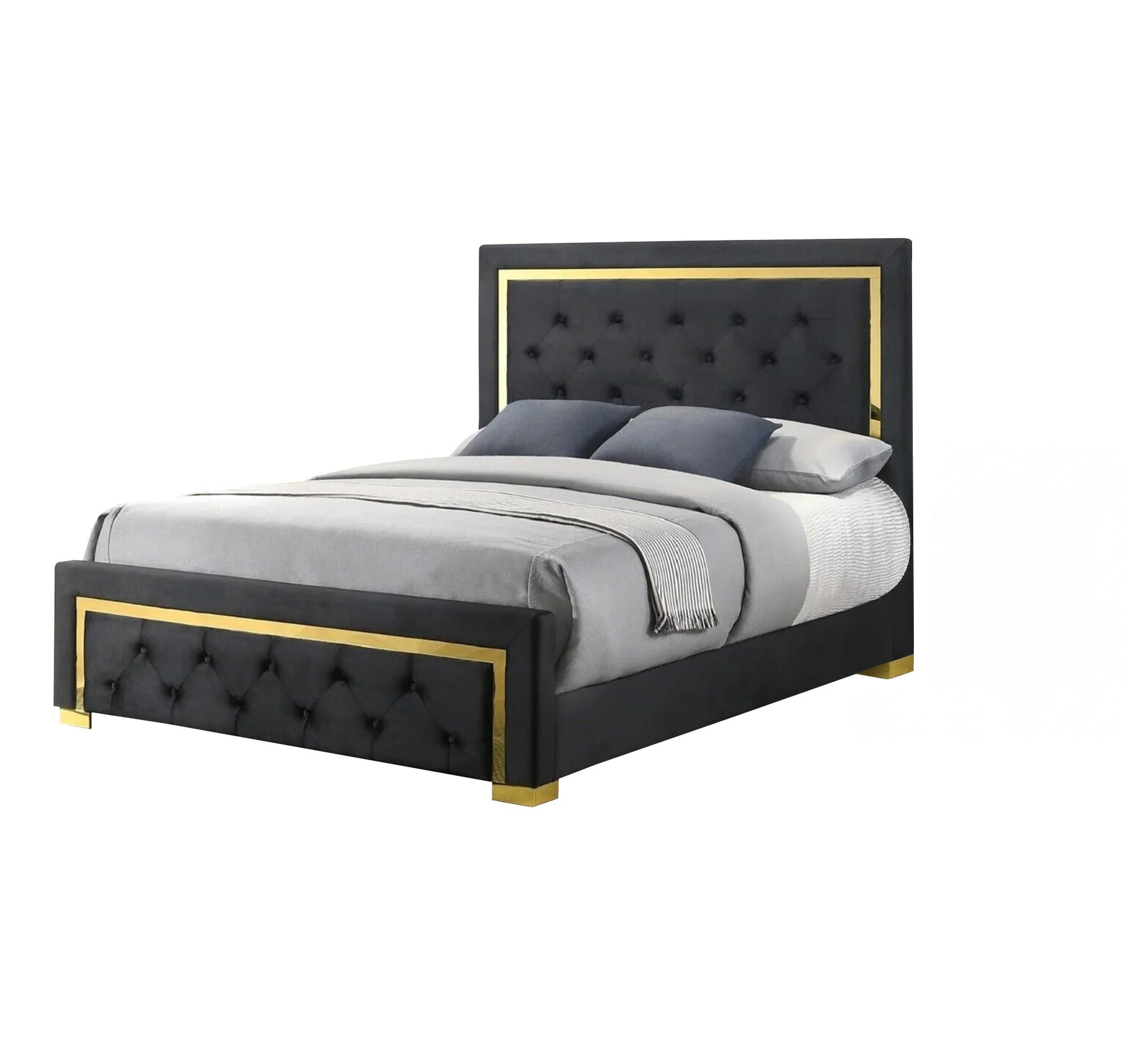 Black bed with gold steel frame - Vitrine Furniture - Furniture