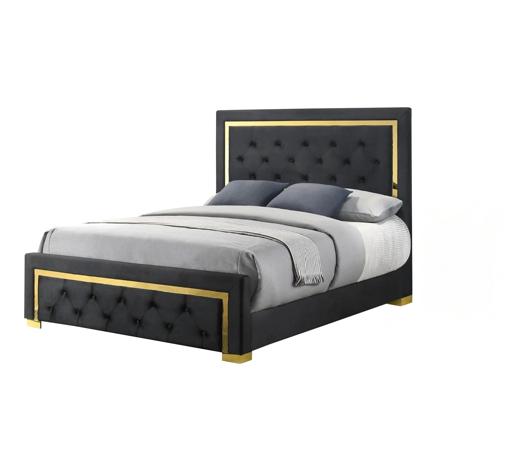 Black bed with gold steel frame - Vitrine Furniture - Furniture