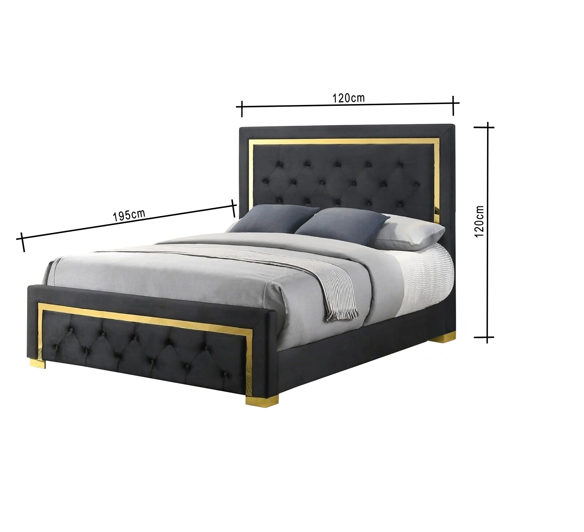 Black bed with gold steel frame - Vitrine Furniture - Furniture