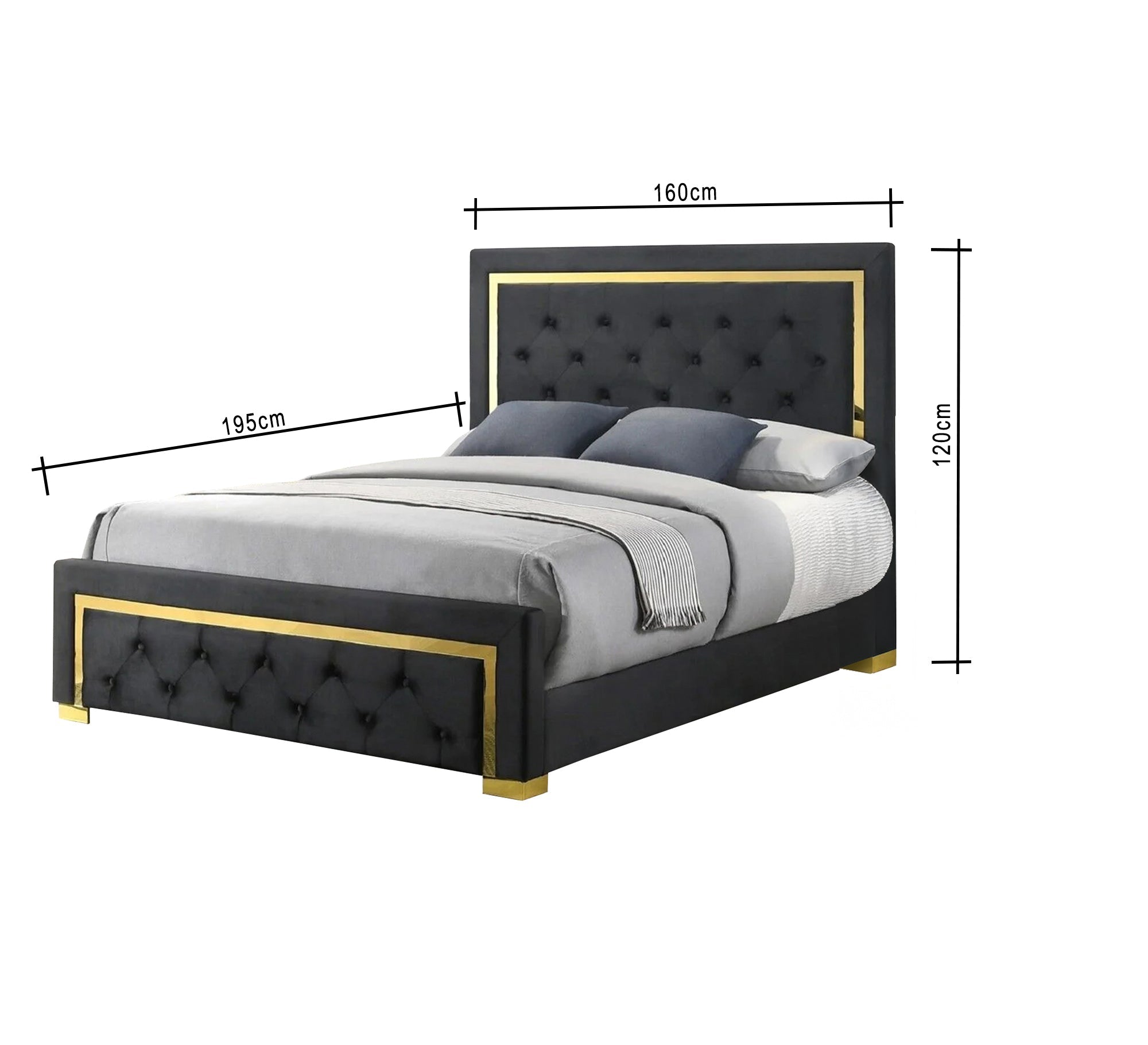 Black bed with gold steel frame - Vitrine Furniture - Furniture