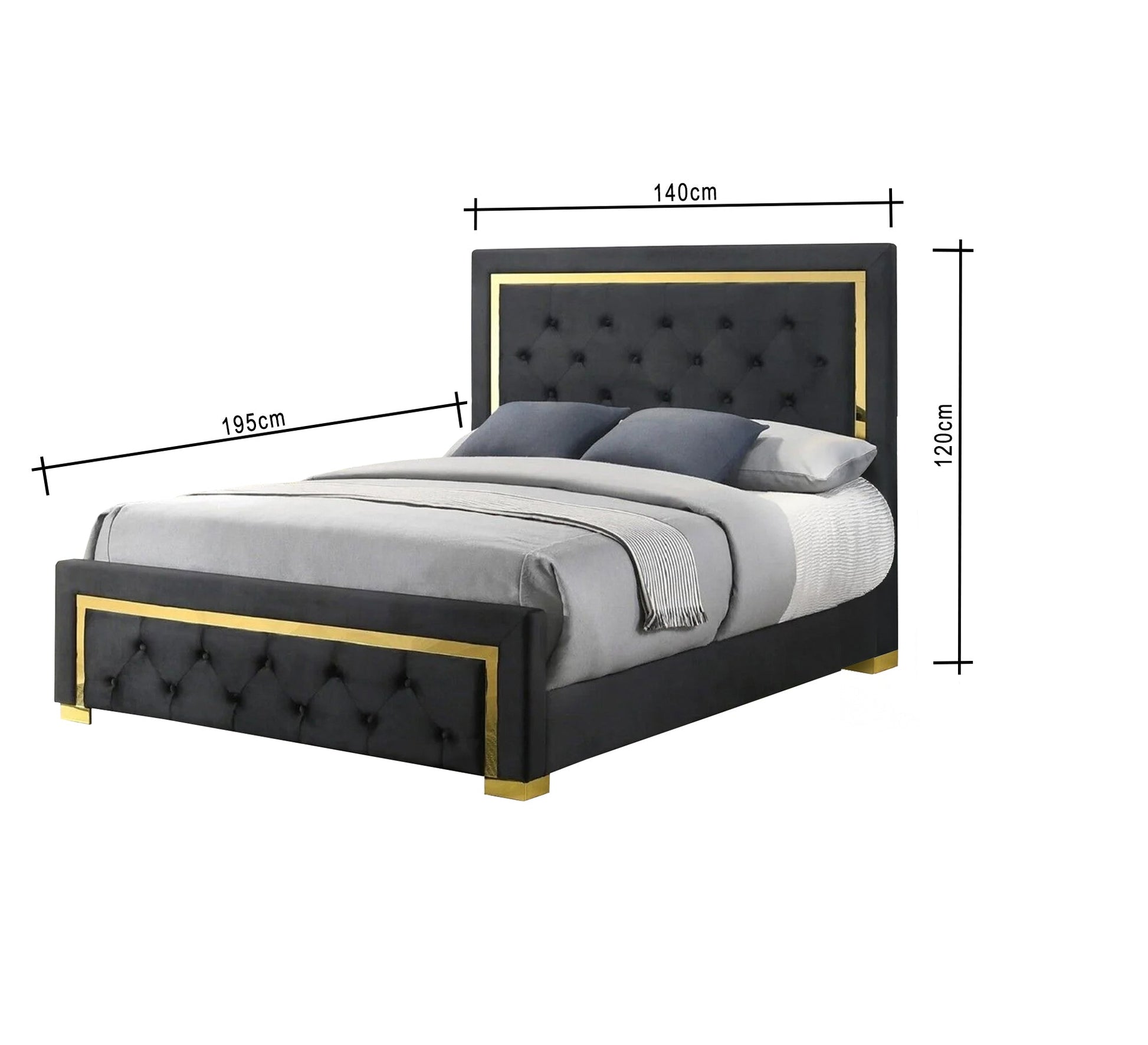 Black bed with gold steel frame - Vitrine Furniture - Furniture