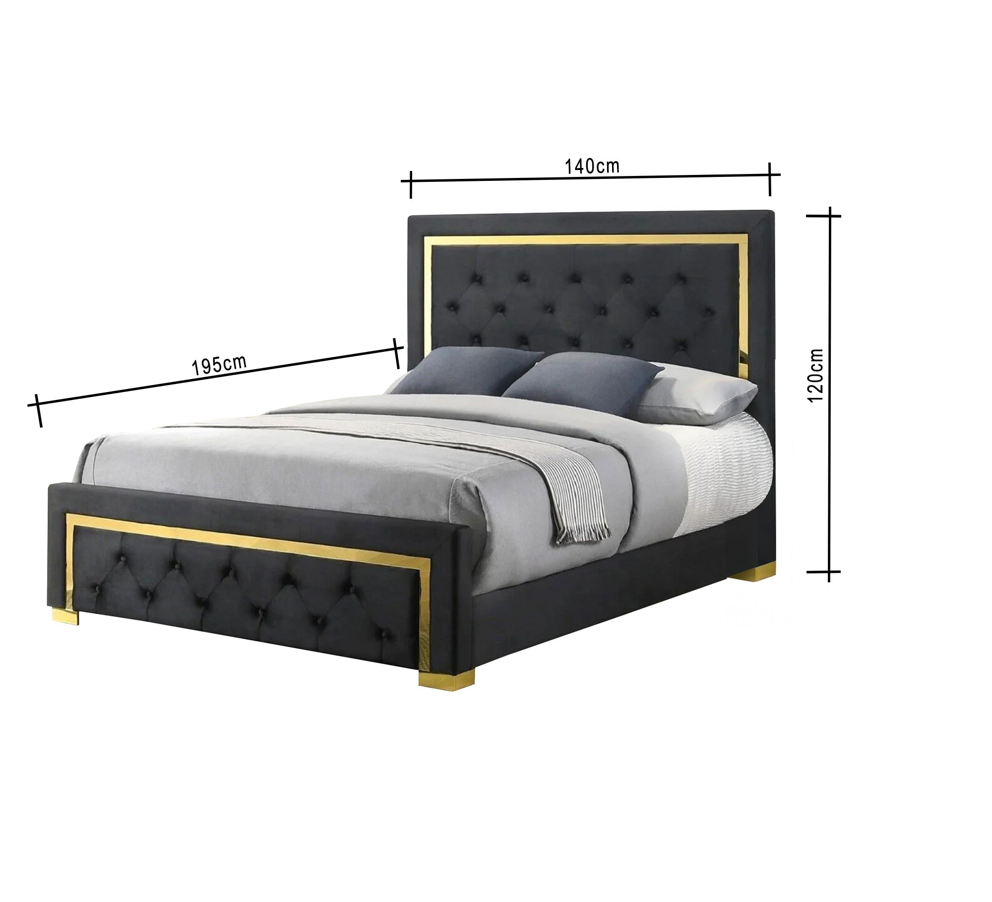 Black bed with gold steel frame - Vitrine Furniture - Furniture