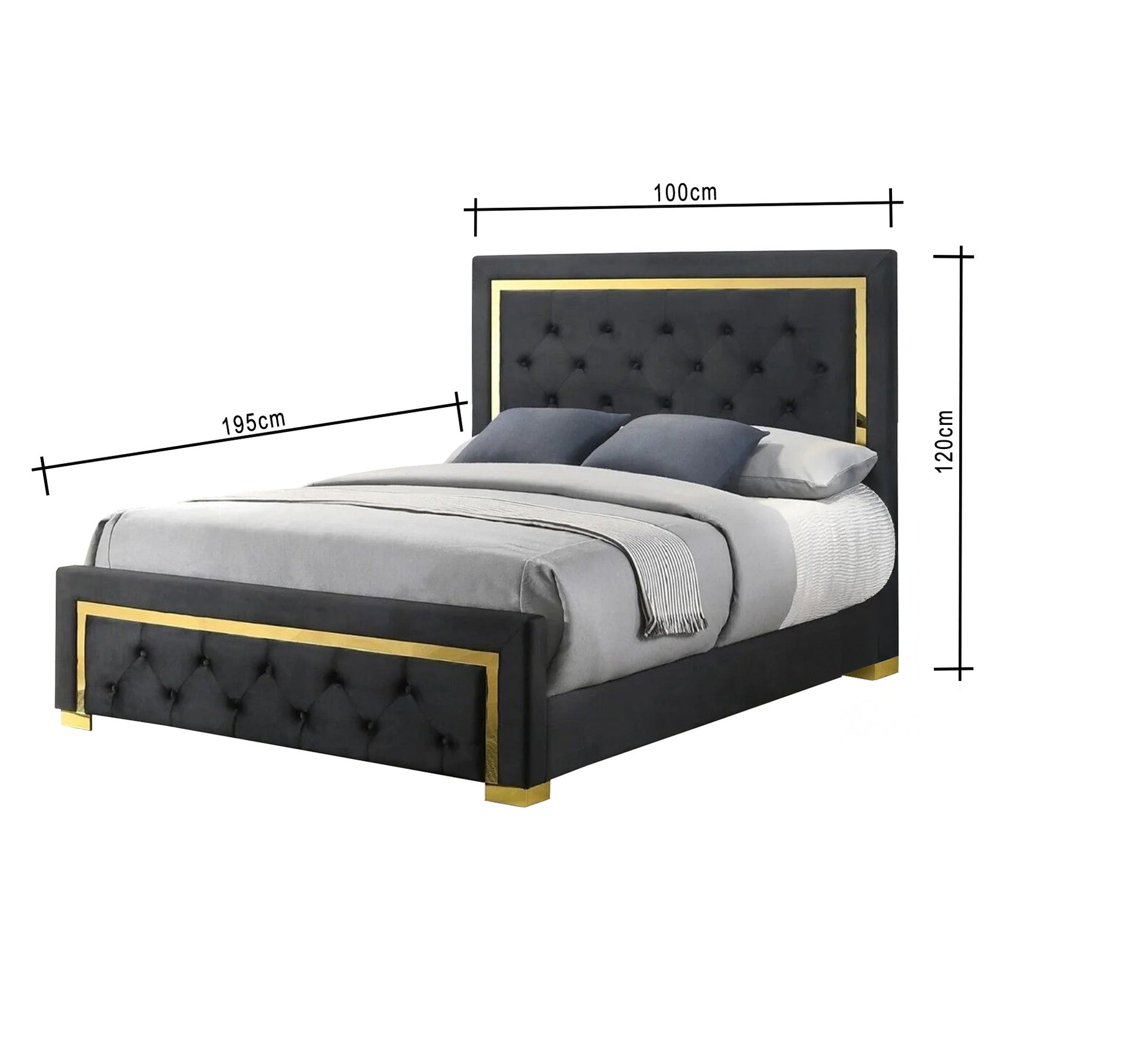 Black bed with gold steel frame - Vitrine Furniture - Furniture