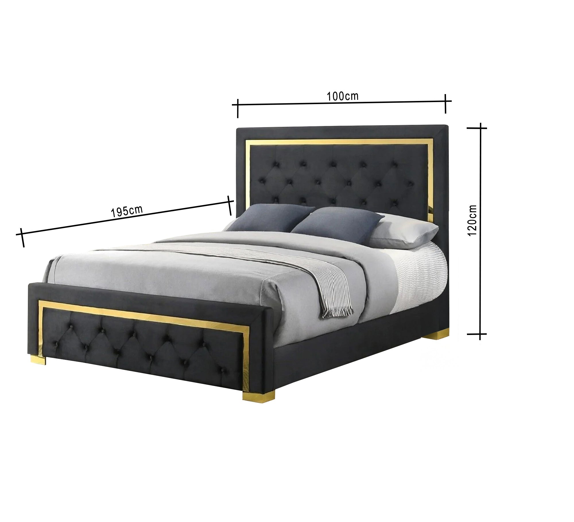 Black bed with gold steel frame - Vitrine Furniture - Furniture