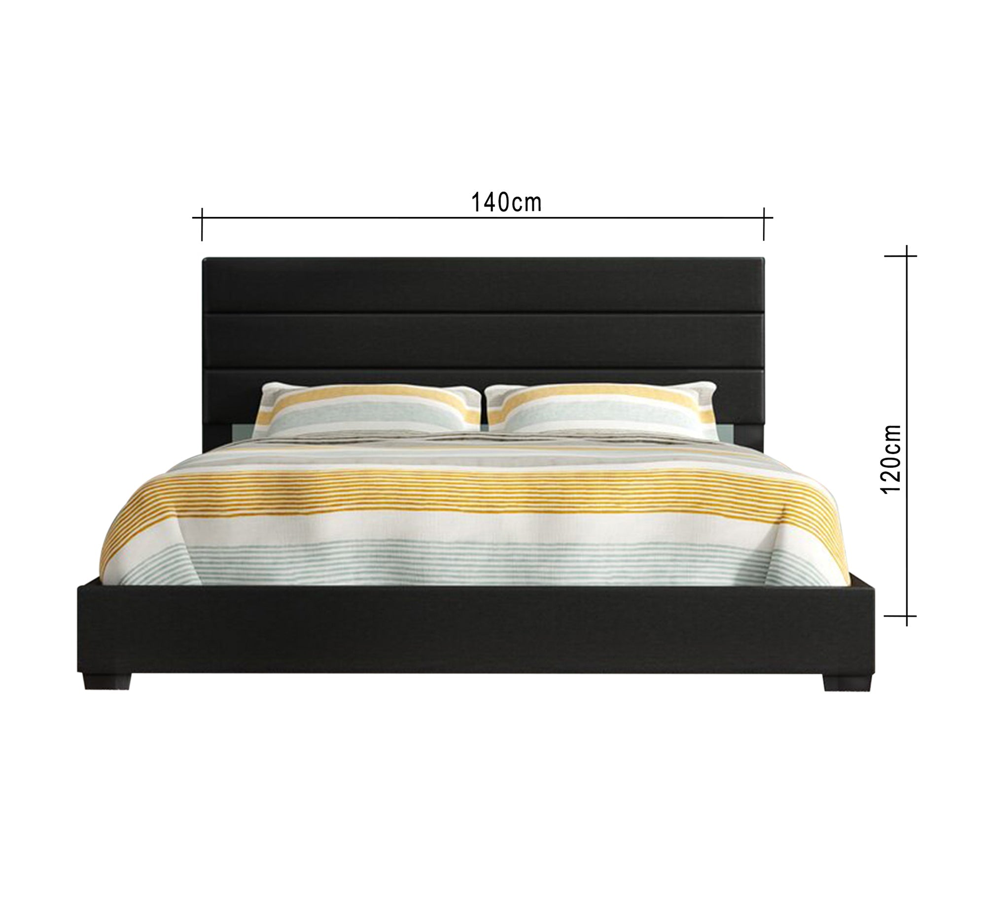 Black bed with horizontal stripes - Vitrine Furniture - Furniture