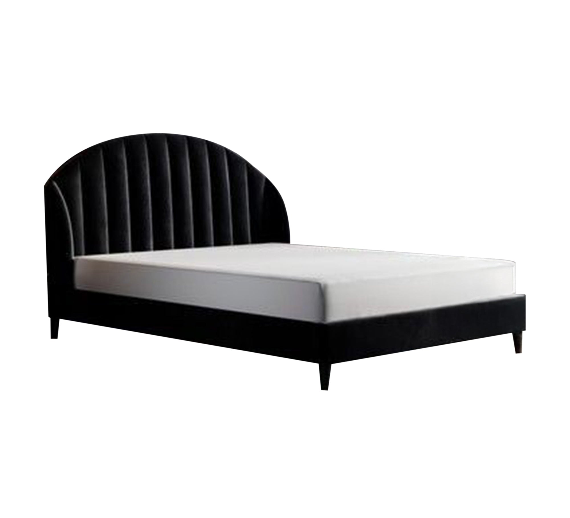 Black bed with semi - circular backrest and raised legs - Vitrine Furniture - Furniture