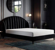 Black bed with semi - circular backrest and raised legs - Vitrine Furniture - Furniture